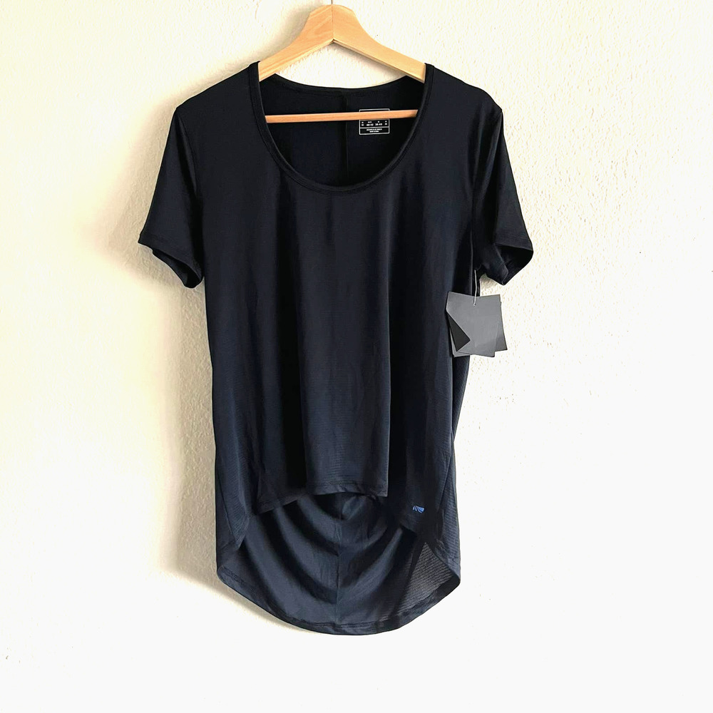 Cycle House Marika Womens Black High Low Workout Tee Black T Shirt Top Medium